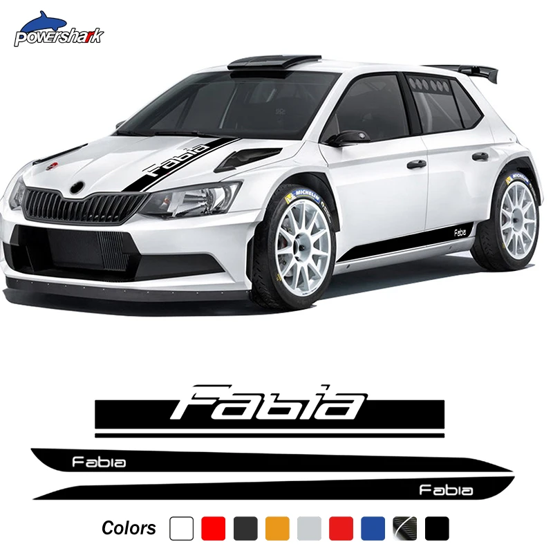 3 Pcs Racing Sport Door Side Stripes Skirt Sticker Car Hood Decal For Skoda Fabia MK3 MK4 2015-On 2021 Accessories