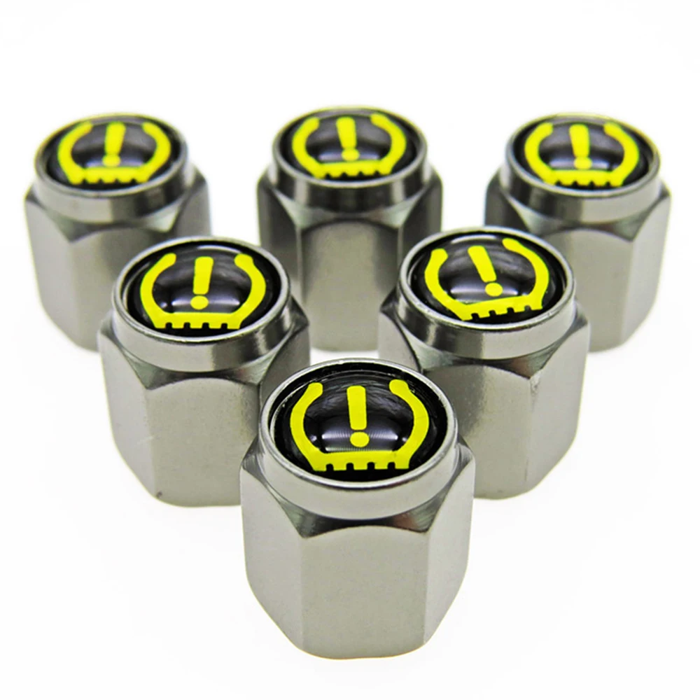 5PCS TPMS Tire Valve Cap Inflatable Mouth with Anti Leak Car wheel Accessories Black Aluminum Gun Color