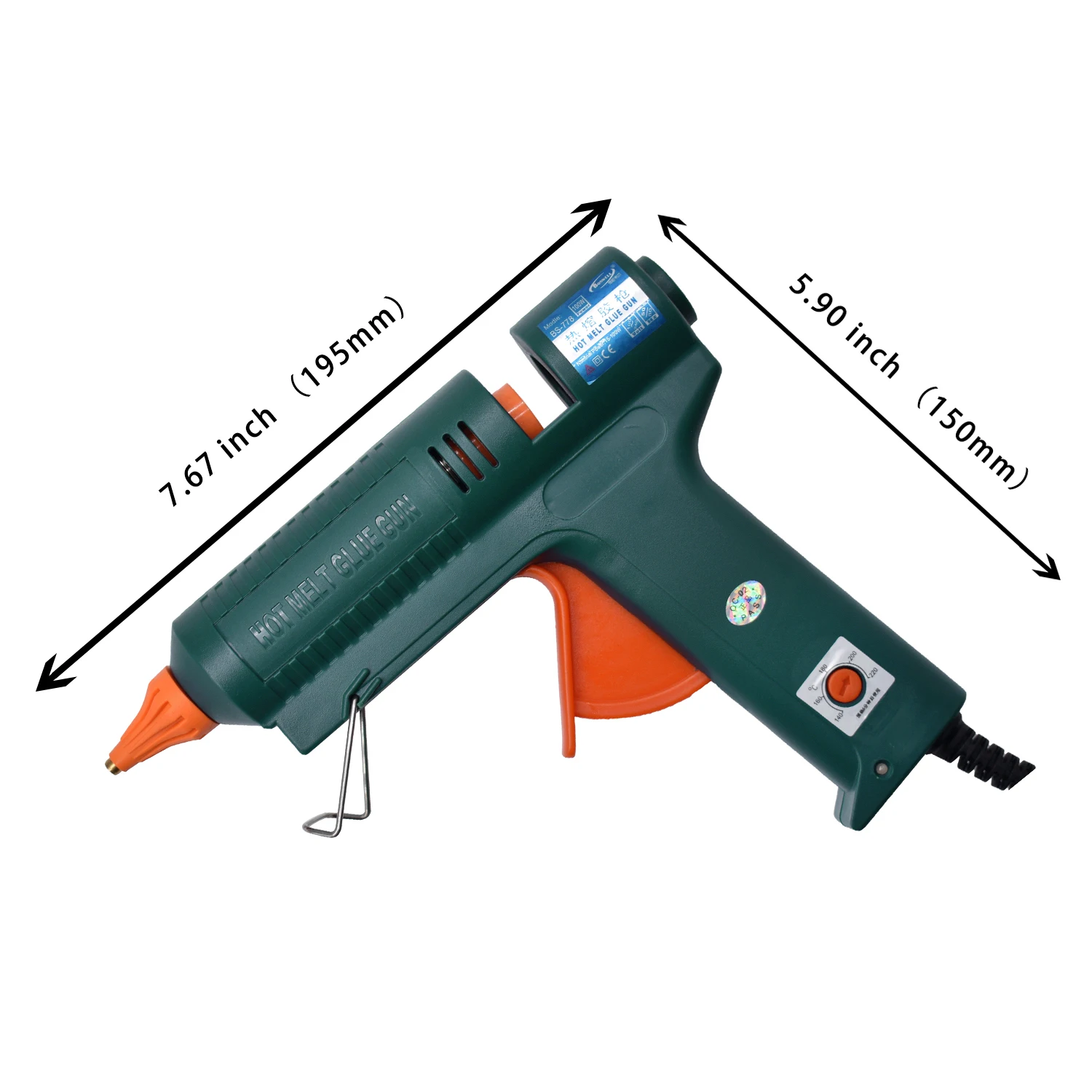 150W Hot Melt Glue Gun Temperature Adjustment 140~220 Degrees Celsius Replaceable Nozzle Use 11mm Glue Stick for Repair Tool DIY