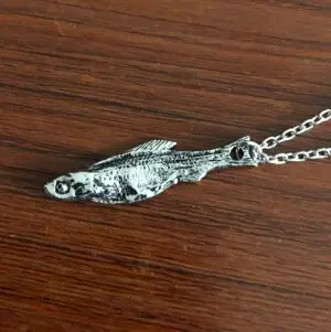 Sardine Fish Necklace Goth Cute Boho Detailed Charm Pendant Ocean Animal Gothic Jewelry