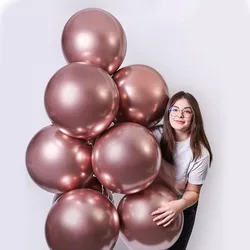 5pcs 18inch Chrome Rose Gold Latex Balloons Gold Silver Blue Metallic Helium Globos Birthday Party Wedding Decoration Supplies