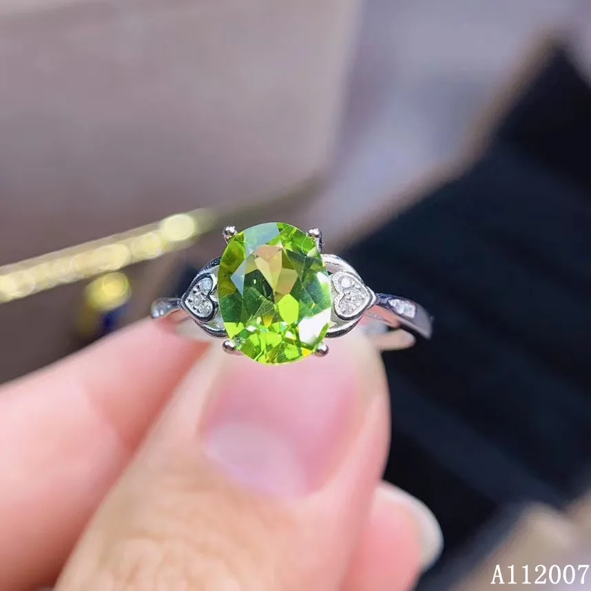 

KJJEAXCMY Fine Jewelry 925 Sterling Silver Inlaid Natural Peridot Ring Delicate New Female Gemstone Vintage Support Test