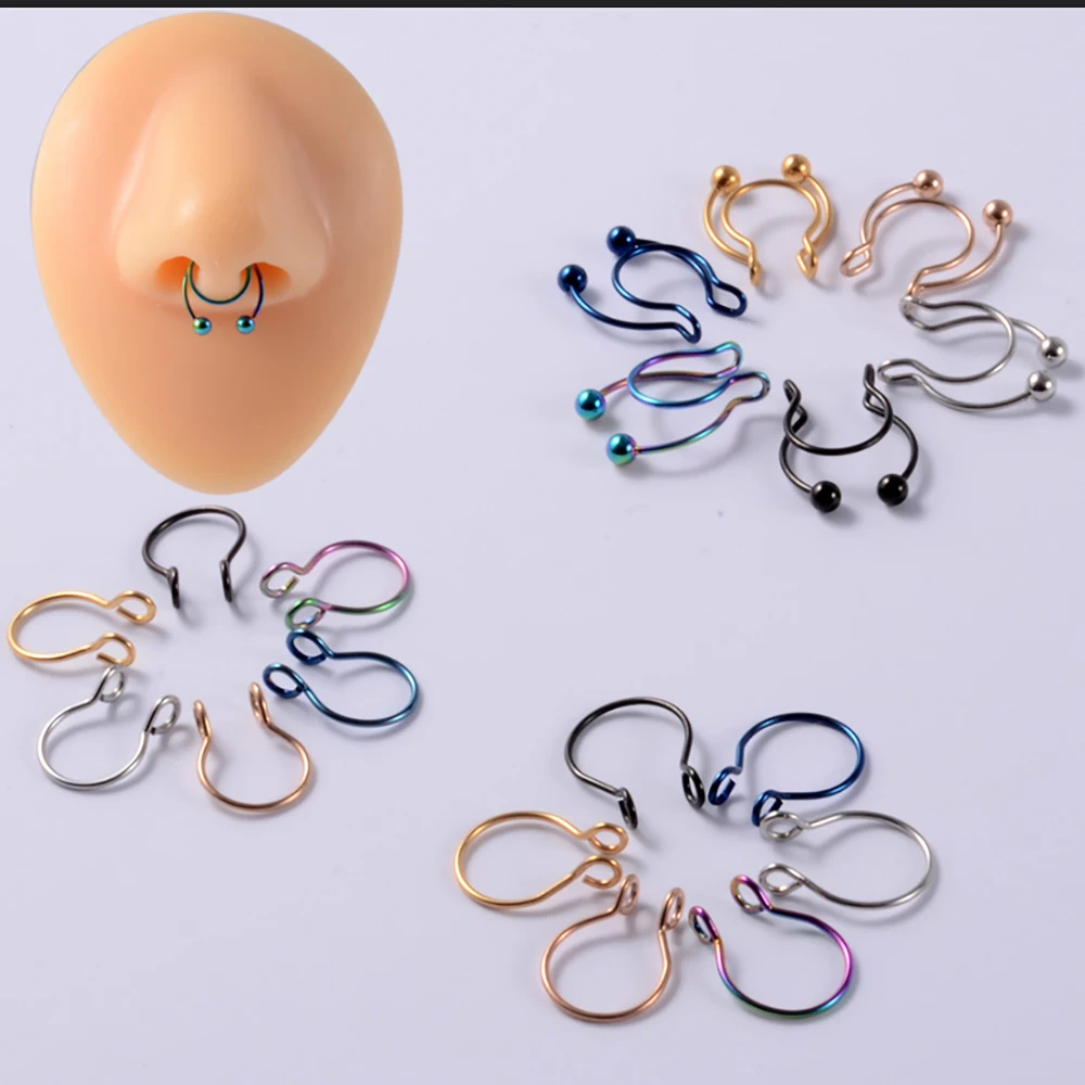 2PC/Lot Surgical Stainless Steel Deer Horn Shape Fake Nose Ring Earring Labret Lip Ring Nose Ring Body Piercing Jewelry