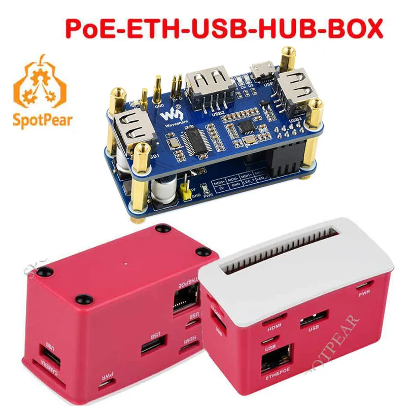 

Raspberry Pi Zero Series PoE Ethernet / USB HUB HAT BOX 3x USB 2.0, 802.3af-Compliant