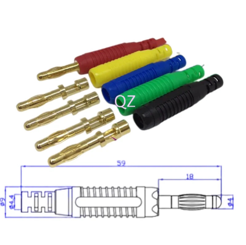 Flower-Shaped Banana Plug, Soldering Method, Connector for Terminal Test Probe, Speaker, All Copper, Gold-Plated, 4mm, 10Pcs