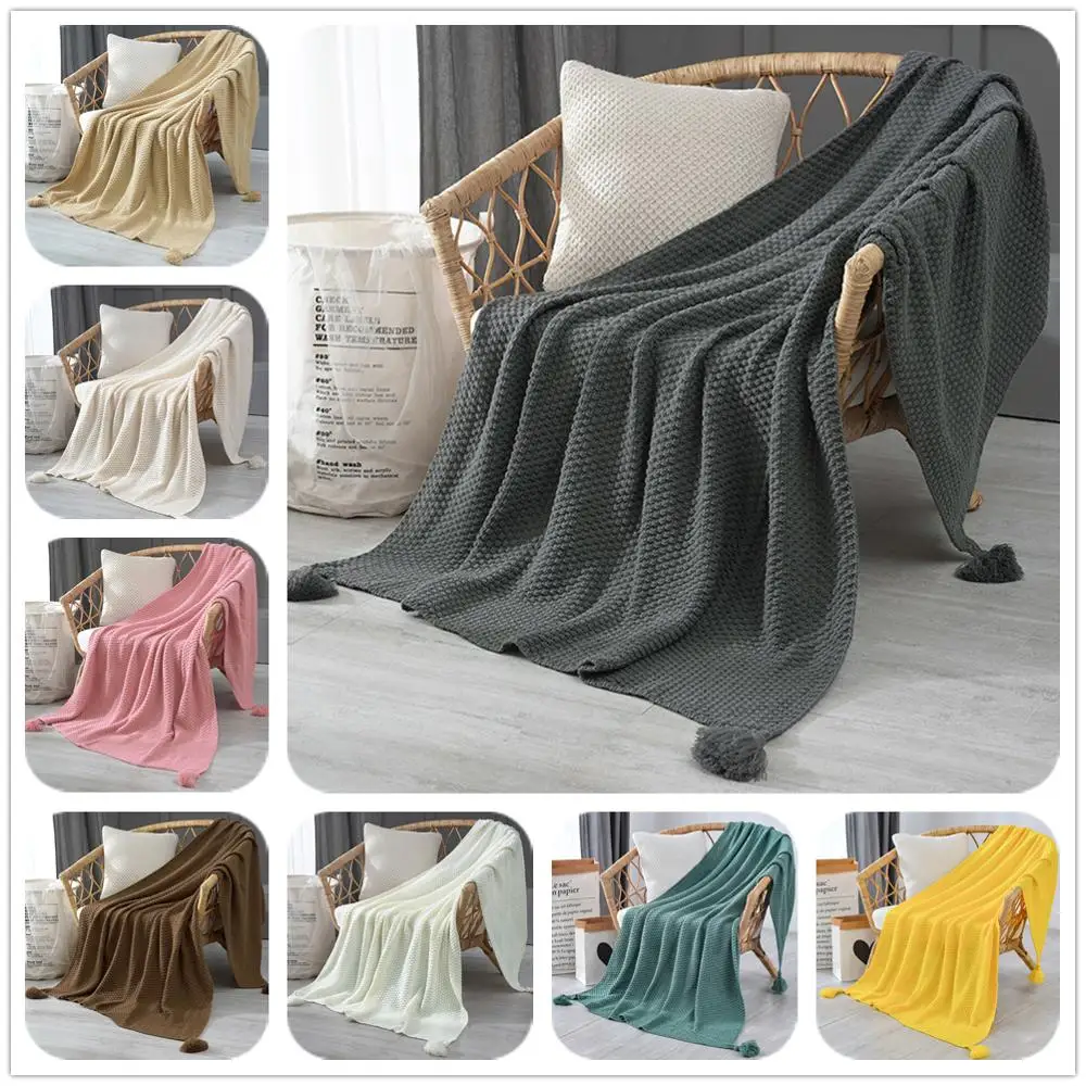 

Thread Blanket With Tassel Solid Beige Grey Coffee Throw Blanket For Bed Sofa Home Textile Fashion Cape 130x170cm Knitted Carpet