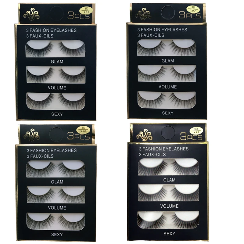 3pairs/ box Eyelashes Mink Eyelashes Natrual Long Lashes 100% Cruelty Free Mink False Lashes Reasuble High Quanlity Makeup