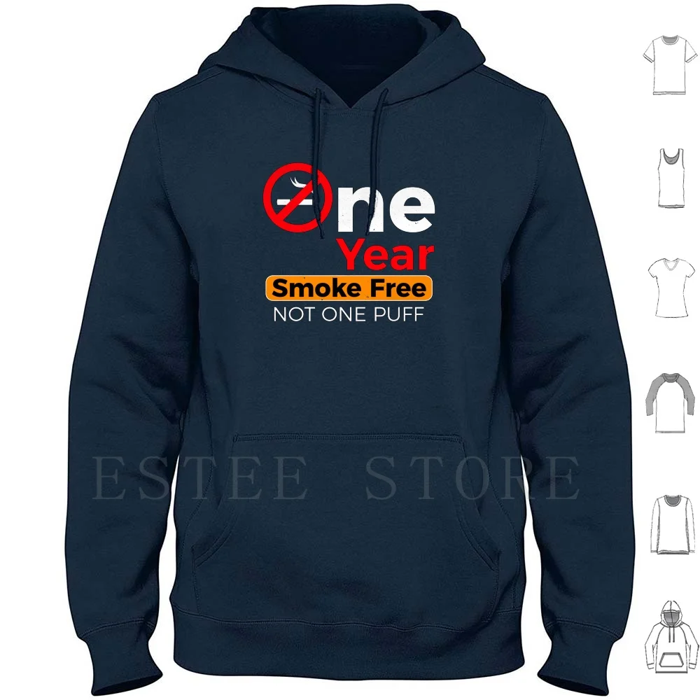 One Year Smoke Free Anniversary Celebration Gift Hoodies Long Sleeve Smoke Free No Smoking Quit Smoking