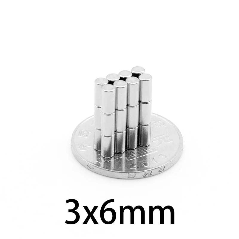 Cilindro magnético NdFeB Tinny de 3x6mm, diámetro de 3mm x 6mm, Sensor de neodimio de precisión, imán N35 de 3x6mm, imanes de alta calidad