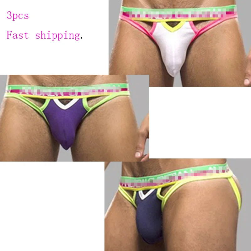 

3pcs Men Underwear G-string Men Jockstrap Cotton bikini briefs cuecas calzoncillos hombre slip Cotton mens panties Fast ship