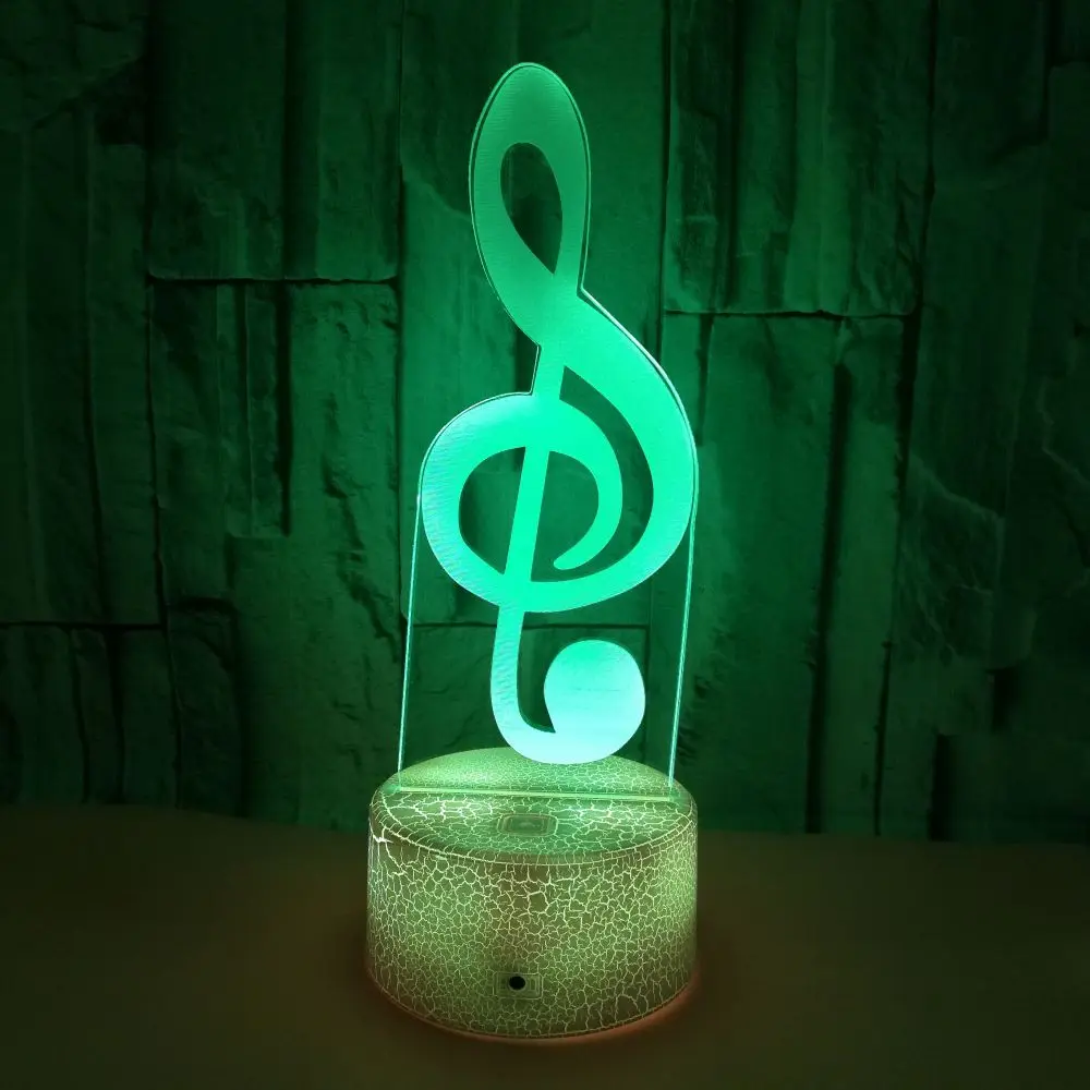 Music Instrument 3D Lamp Acrylic Plate Touch Remote Base Home Bedroom Decor 7 Colors Atmosphere Lighting USB Night Light