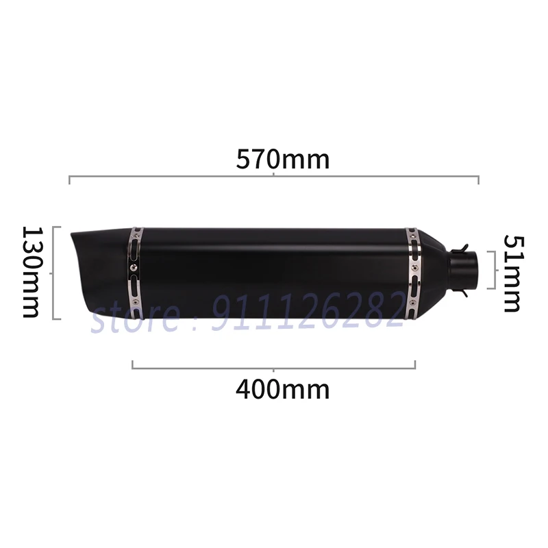 570MM Motorcycle Tail Exhaust Escape Double outlet Pipe Muffler Tip Tubes System DB Killer 2 holes For MT09 duke790 R3