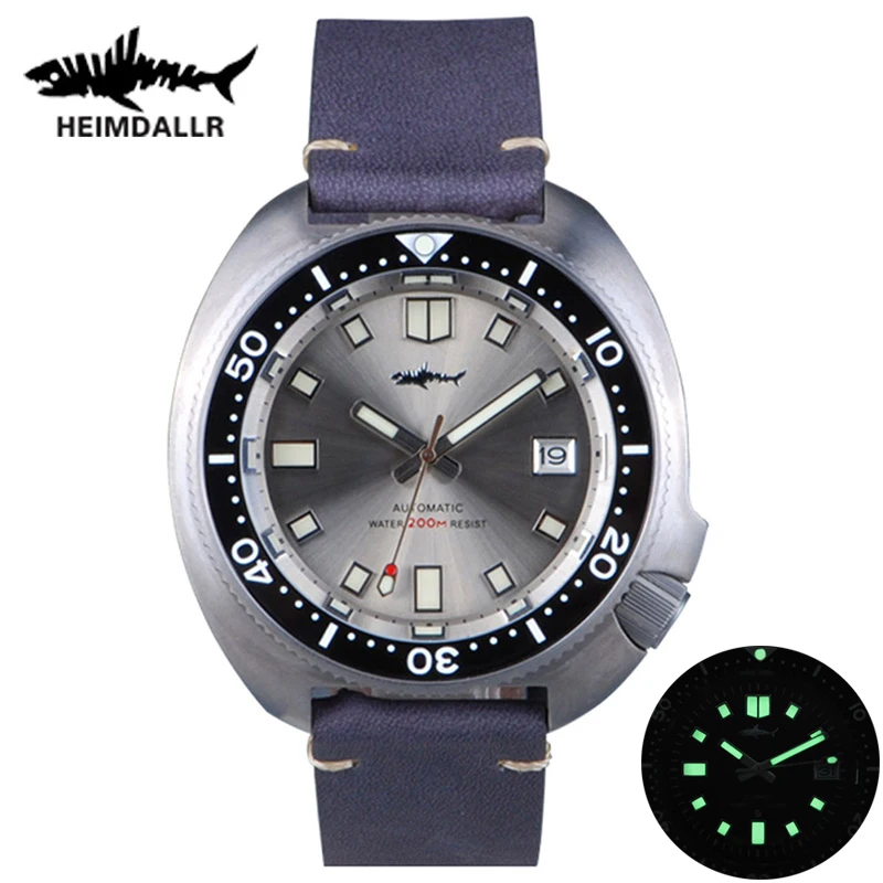 Heimdallr Men's Titanium Turtle Diver Watch Black Dial Sapphire Aluminum Bezel Automatic Mechanical 200m Water Resistant Watches