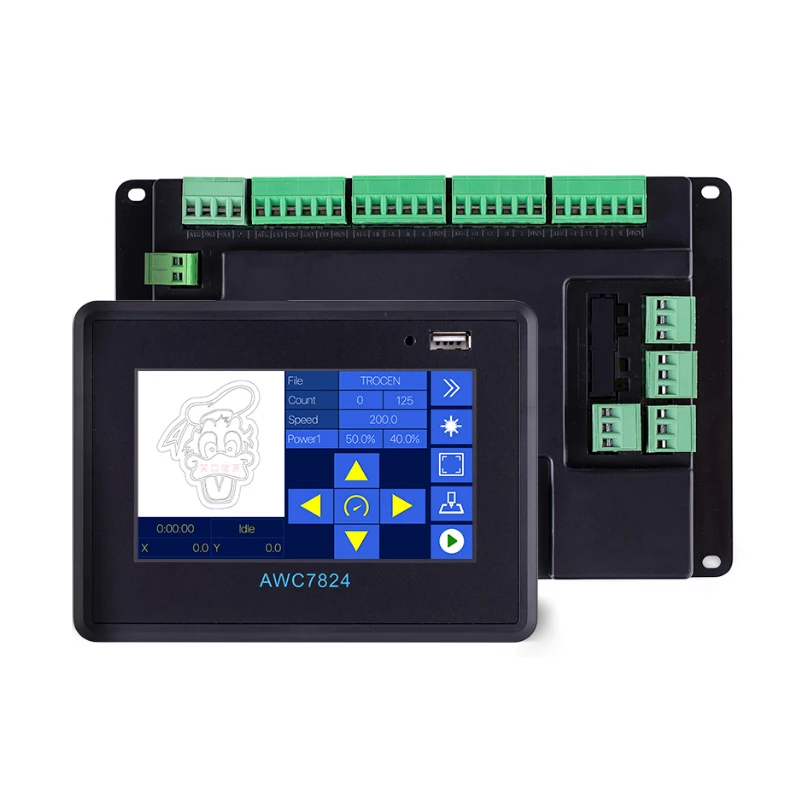 Trocen ระบบควบคุมเลเซอร์ CO2 AWC7824 AWC7824K และกล้อง CCD เปลี่ยน AWC708C Lite สำหรับแกะสลักและตัดเครื่อง