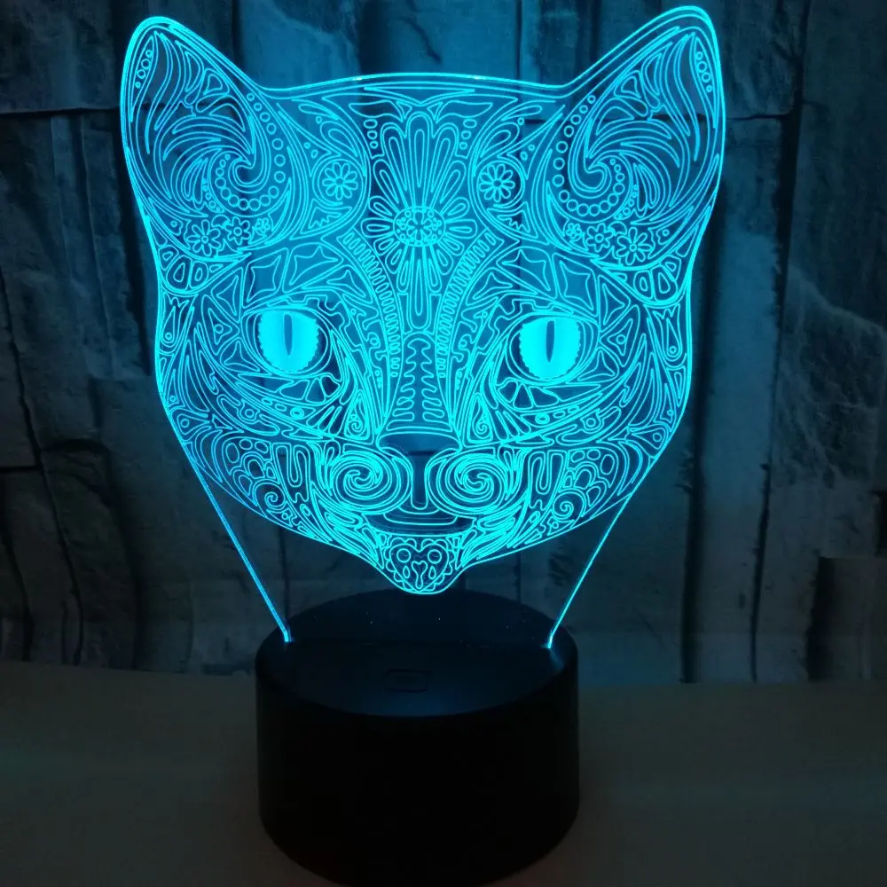 

Cut Cat 7 Color Change Led 3D Visual Night Light Soccer Luminaria USB Touch Table Lamp Children Bedroom Sleep Light Kid Gift