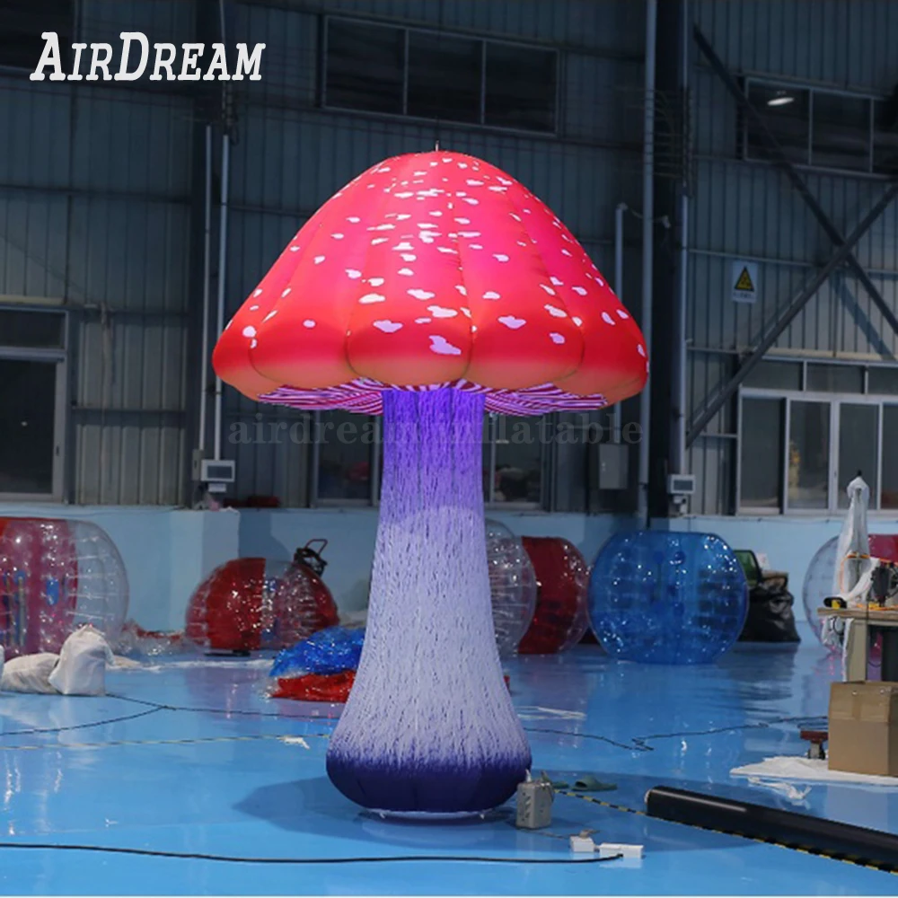 

Full Printing Giant Inflatable Mushroom Glow in the Dark with 16 Colors LED Lights Changing for Event Wedding Party Decoration