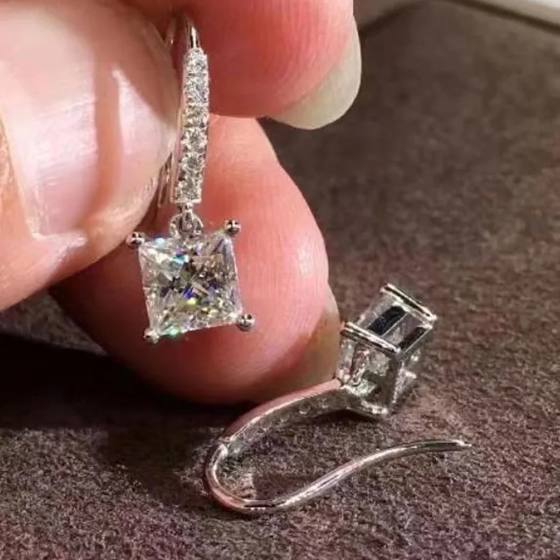 

Модные S925 серьги-гвоздики из стерлингового серебра серьги для женщин 2020 классический свадебный подарок ювелирных изделий из серебра квадр...