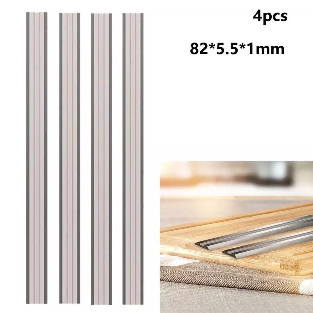Facas de lâmina de plaina, 4 unidades, 82x5.5x1mm, borda dupla, ferramenta de corte de plaina de madeira para bosch pho 25-82 200 16-82 b34 hm