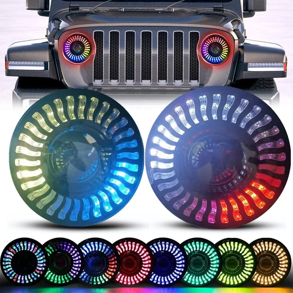 

Car Accessories Led RGB 7inch Headlights Fit Lada Niva 4X4 Uaz Hunter Hummer H1 H2 For Jeep Wrangler JK TJ 1997-2018