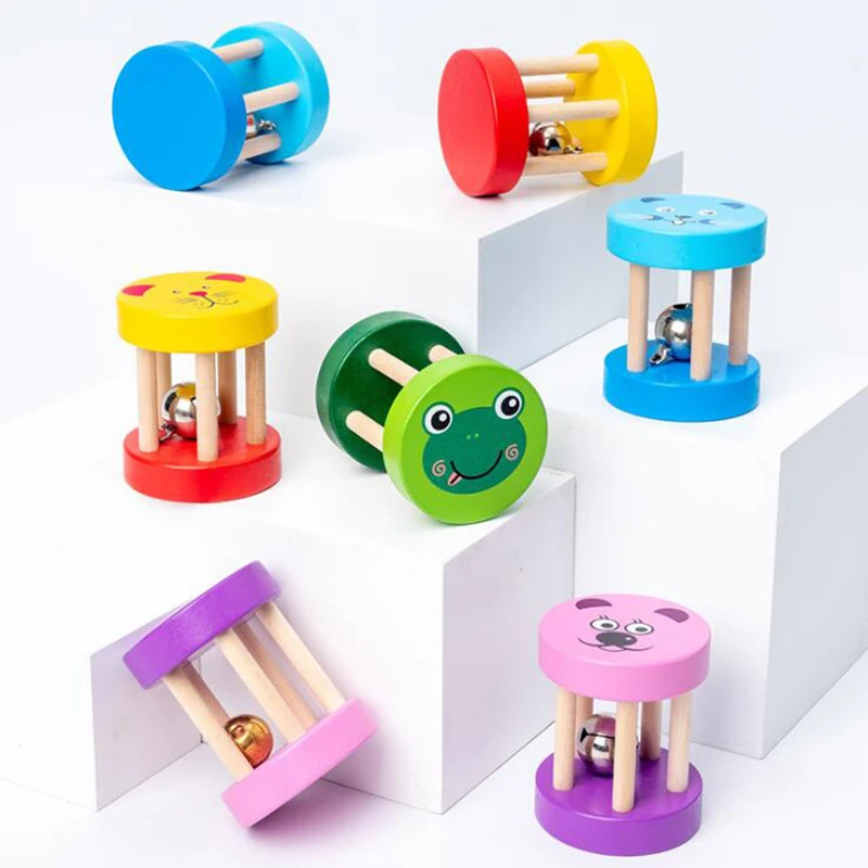 Montessori Wooden Baby Toys Rattle Educational Newborns Toy Rattle Baby Games Toys Developing Toys For Babies 0 12 Months