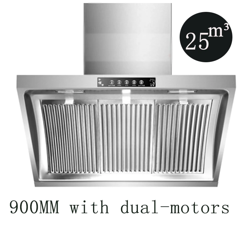 Range Hood 900Mm Dual-Motor, Sisi Hisap Besar, Dinding Stainless Steel, Mudah Dibersihkan Cooker-Extractor-Hood