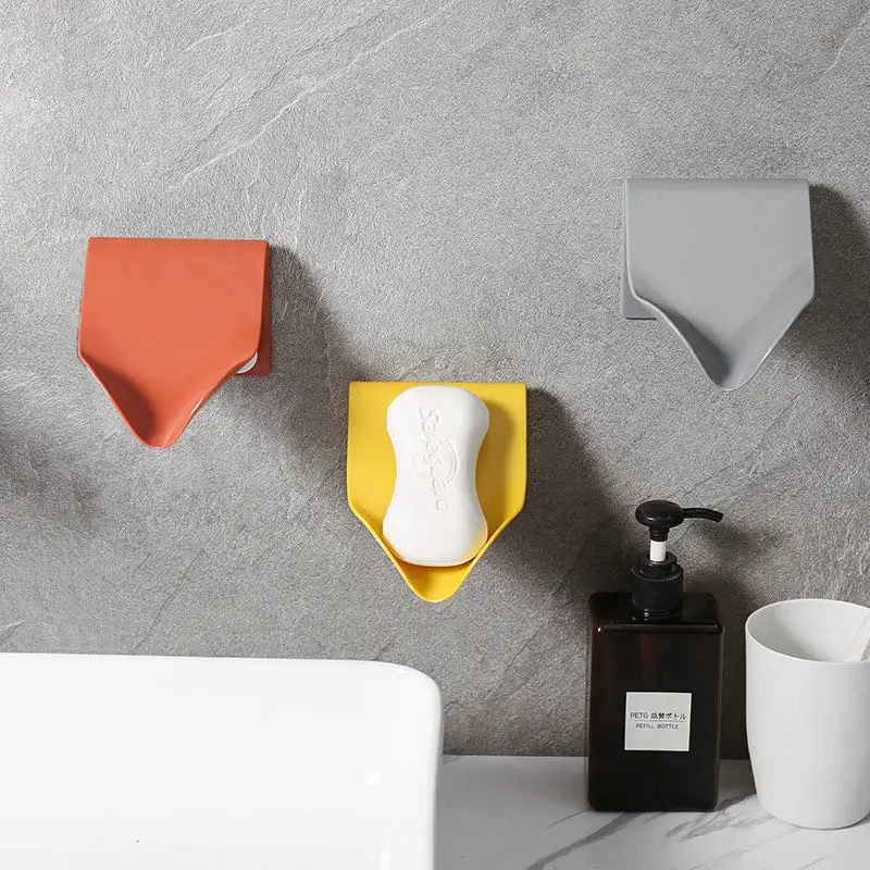 Upgrade Seamless Wall-Mounted Soap Holder Drainage Storage Finishing Racks Strong Seamless Stickers Hole-Free Soap Box