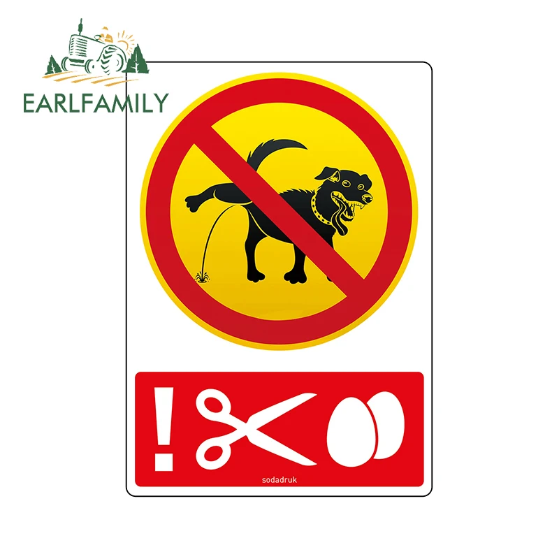 EARLFAMILY 13cm x 9.2cm for Dog No Peeing Sign Funny Car Sticker Anime Car Assessoires Decal Graffiti Vinyl Waterproof Sunscreen