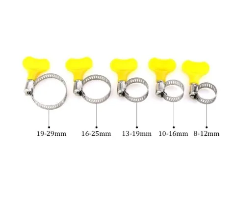 free shipping 40 pcs 8mm-29mm butterfly Hose Clamp Homebrew Pipe Clamp Fit Tube Plastic Handle