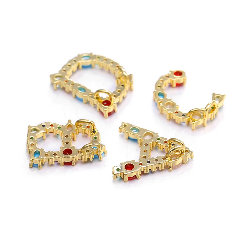 Juya handgefertigte 18K vergoldete Regenbogenkristalle, Opal-Edelsteine, 26 Alphabetbuchstaben, Anfangsbuchstaben-Anhänger für DIY-Namensschmuckherstellung – Detail 3