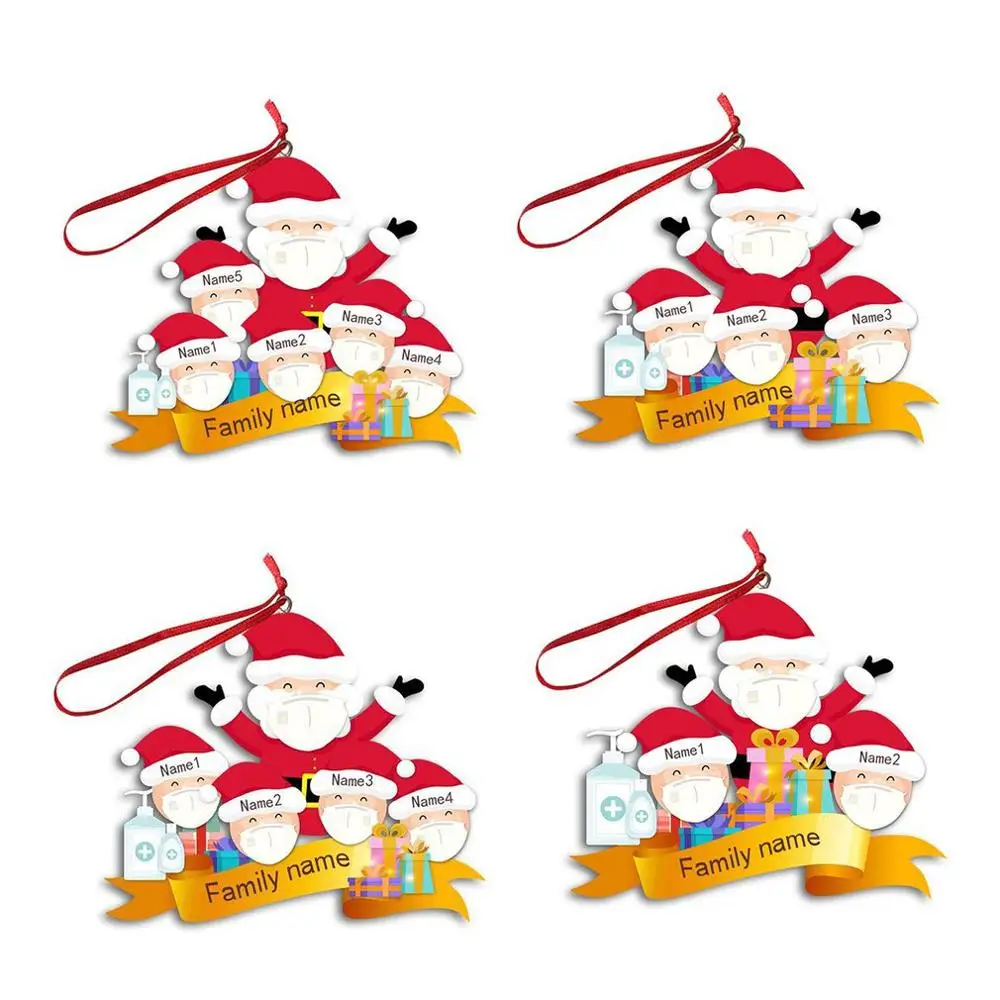 2020 Car Styling Christmas Ornaments Personalized Name DIY Blessings Pendant Mask Quarantine Snowman Christmas Tree Pendant