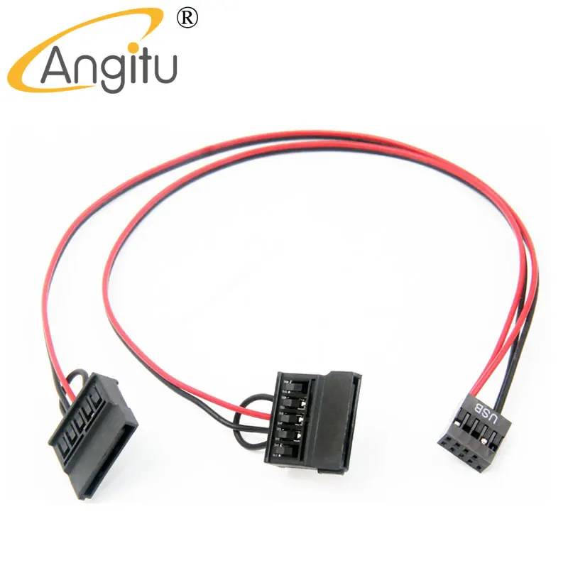 Angitu ITX Motherboard USB 9Pin to 1x 2x Sata SDD Power Cable Adapter-30cm