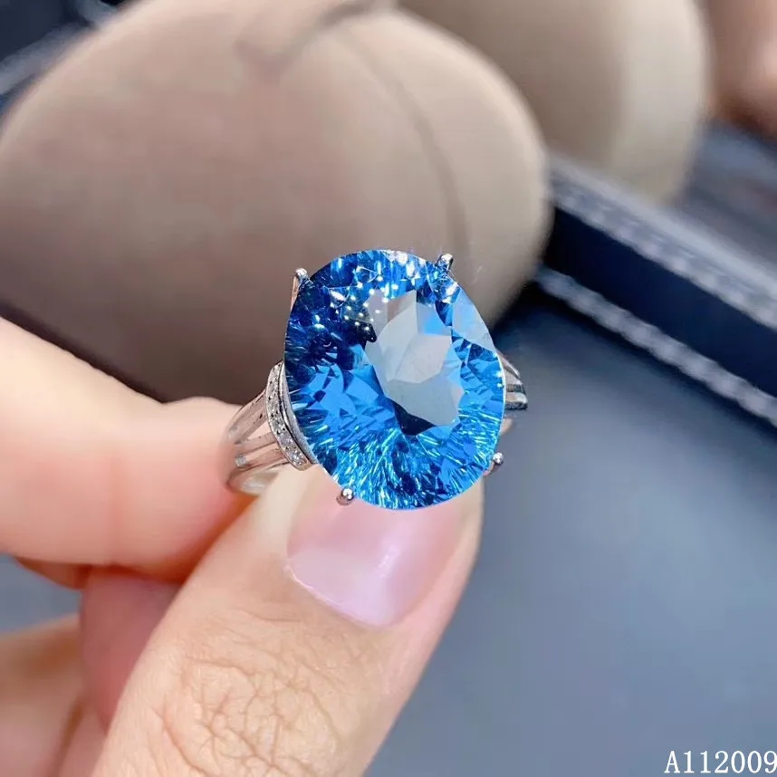 KJJEAXCMY fine jewelry 925 sterling silver inlaid natural blue topaz ring new female fashion support test hot selling