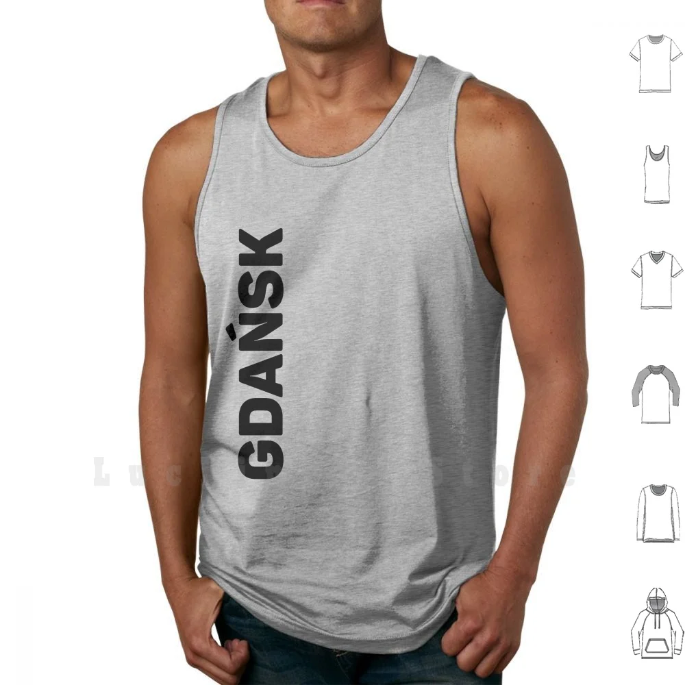 Gdansk tank tops vest sleeveless Gdansk Poland Travel Gdansk Vertical Text Gdansk Sideways Text Gdansk Black Text