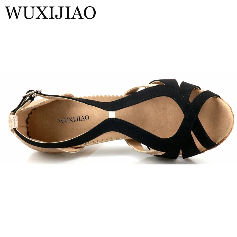 WUXIJIAO hot-selling printing women\'s Latin dance shoes national standard dance shoes party square dance shoes soft sole 9cm