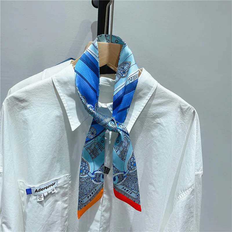 Brand Bag Scarf Women Twill Silk Scarf Skinny Scarves Ladies Gem Belt  Design Wrist Towel Foulard  Neckerchief Headband