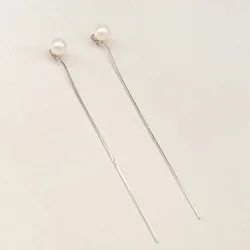 REETI 925 Silver Earrings For Women Long Tassel Earrings Ear Line pendientes Pearl Silver Earring Women Earrings
