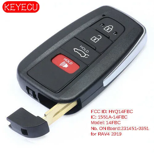 

Keyecu Smart Remote Key Fob 314.3MHz 8A Chip Replacement for Toyota RAV4 2019 - FCC: HYQ14FBC