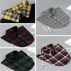 Plaid Fake Collar Shirt Women And Men Size 38 to 44 Dachable Collar Half Shirt Women Men False Collar Tie White Lapel Faux Col