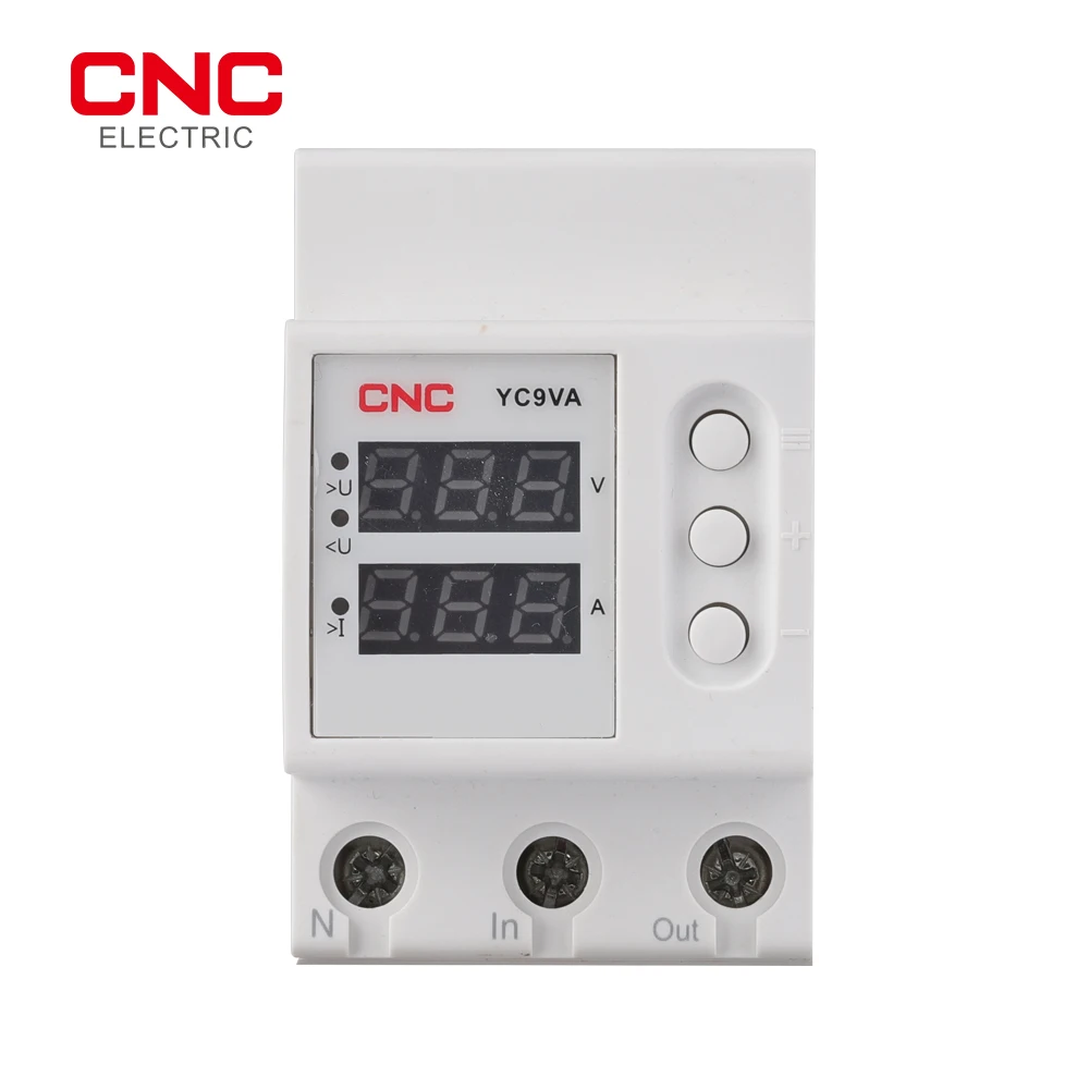 CNC YC9VA Din Rail Dual Display Adjustable Over Voltage Current and Under Voltage Protective Device Protector Relay 220V 230V