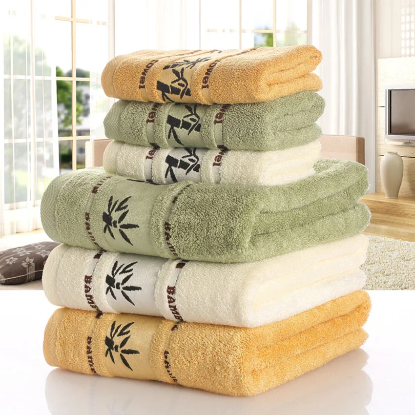 Towel Set Bamboo Leaves Bath Beauty Face Towel Hotel Print Soft Spa Hair Hand Shower Towels For Adults Kids Home Toalla De Ducha