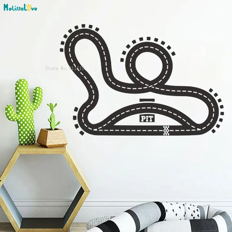 Road Wall Decal Street Race Track Cars Home Decor For Kids Baby Room Nursery Selfadhesive New Design Art Poster YT2951