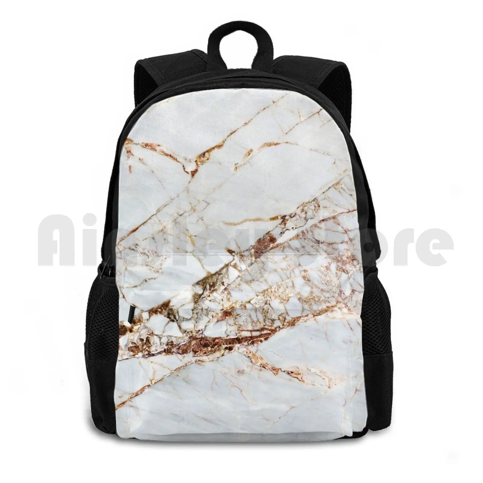 Beautiful Marble And Gold Outdoor Hiking Backpack Waterproof Camping Travel Marble And Gold Marble And Gold Marble And Gold