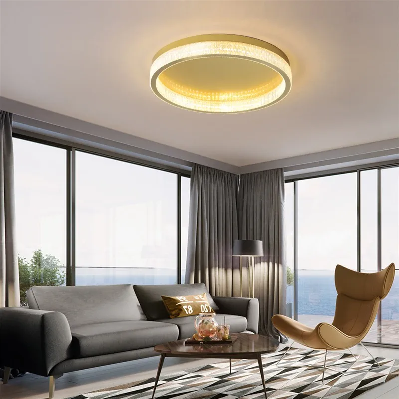 Modern Luxury LED Ceiling Light Study Living Room Round Surface Mount Panel Lamp Dining Bedroom Kitchen Cretive Gold Luminaires