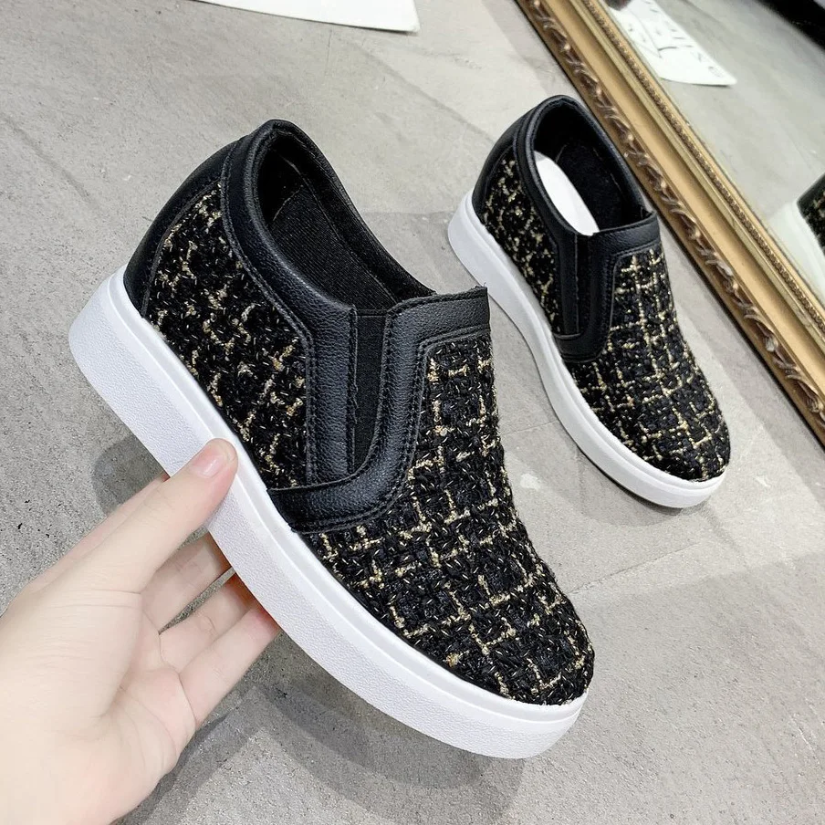 white Sneakers Women Femme Women\'s Shoes New Vulcanize Sneakers Shoes Girl Thick Bottom Loafers Slip On Female Women Shoes 2024