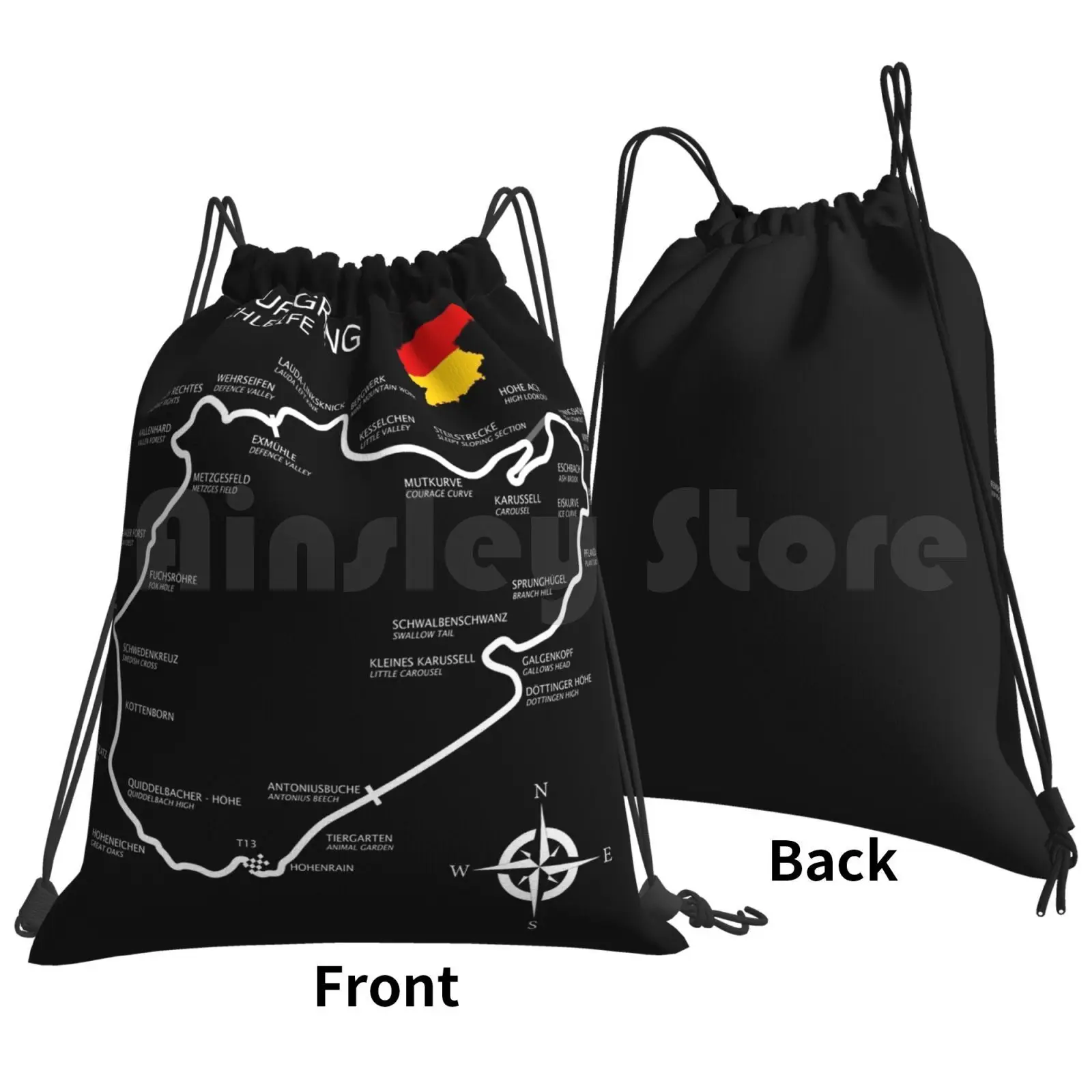 The Nurburgring-Nordschleife Backpack Drawstring Bags Gym Bag Waterproof Nurburgring Grand Prix Grand Prix Circuit