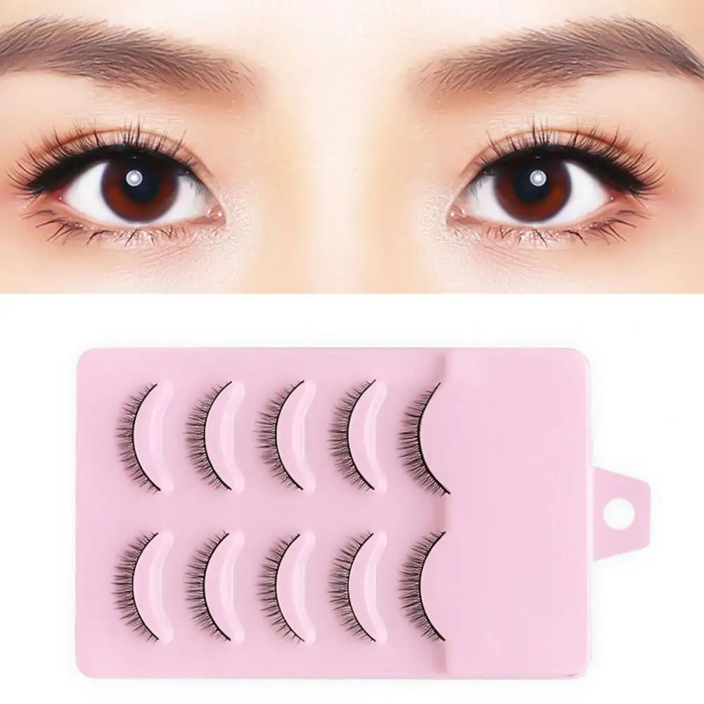 5Pairs False Eyelashes Nice-looking Cross Short Natural Fake Eyes Lashes Artificial Fiber Eyelash Extensions Makeup