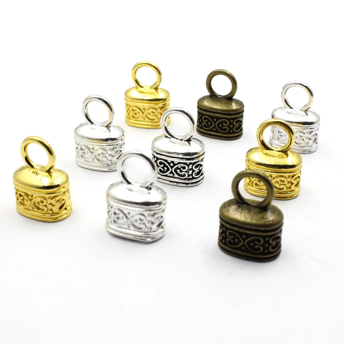 Fit 10x6mm Cord Crimp End Caps Buckle Tips for Necklace Bracelet Ropes Connectors Clasp DIY Accessories 18x13mm 20pcs K00843