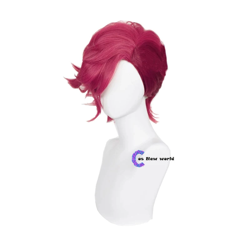 LOL Arcane Vi คอสเพลย์วิกผม30ซม.ลึก Rose สีสั้นและ Man Wigs ความร้อนทนวิกผมปลอม