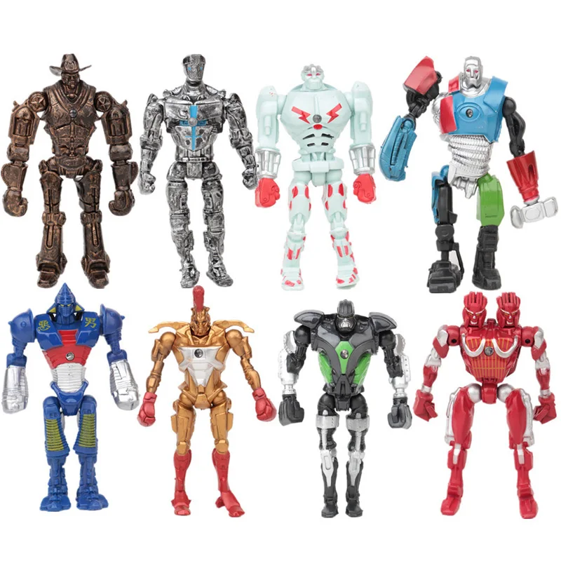 8Pcs 13cm Movie Real Ainme Cartoon Steel Zeus Atom Midas Adam Raider Robot Noisy Boy Action Figure Model Toys Gift