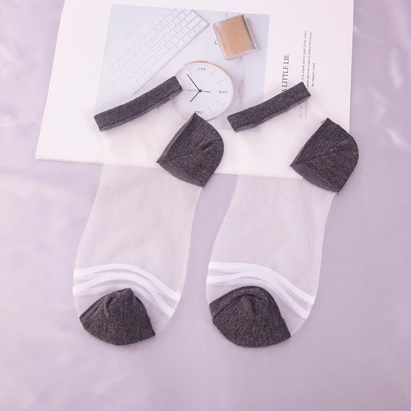 Sexy Lace Mesh silk Fishnet Socks Fiber Transparent Stretch Elasticity Ankle Net Yarn Thin Women Cool Socks 1pair=2pcs ws433